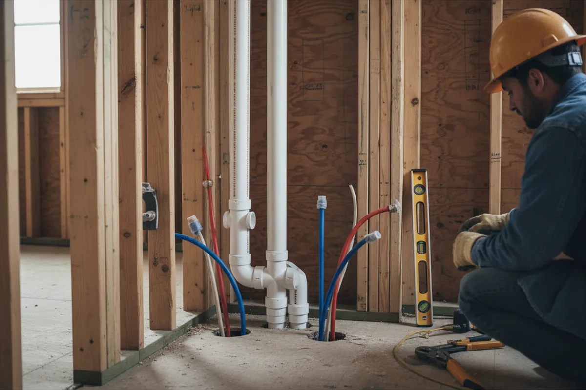 Drain and supply rough-in during Leak Detection in Ringgold